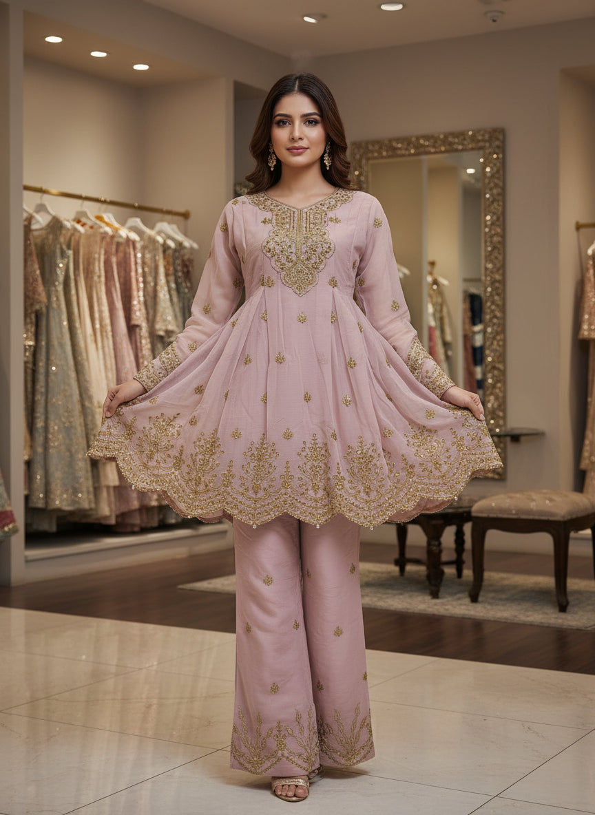 Presenting our blush pink hand-embellished masterpiece — crafted for women who love timeless elegance.